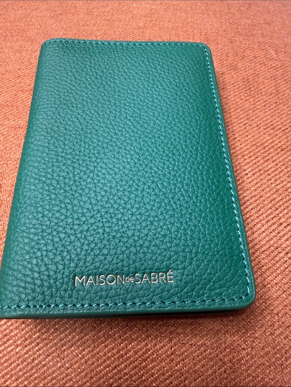 Emerald Green Grained Leather MAISONdeSABRE Passport Wallet